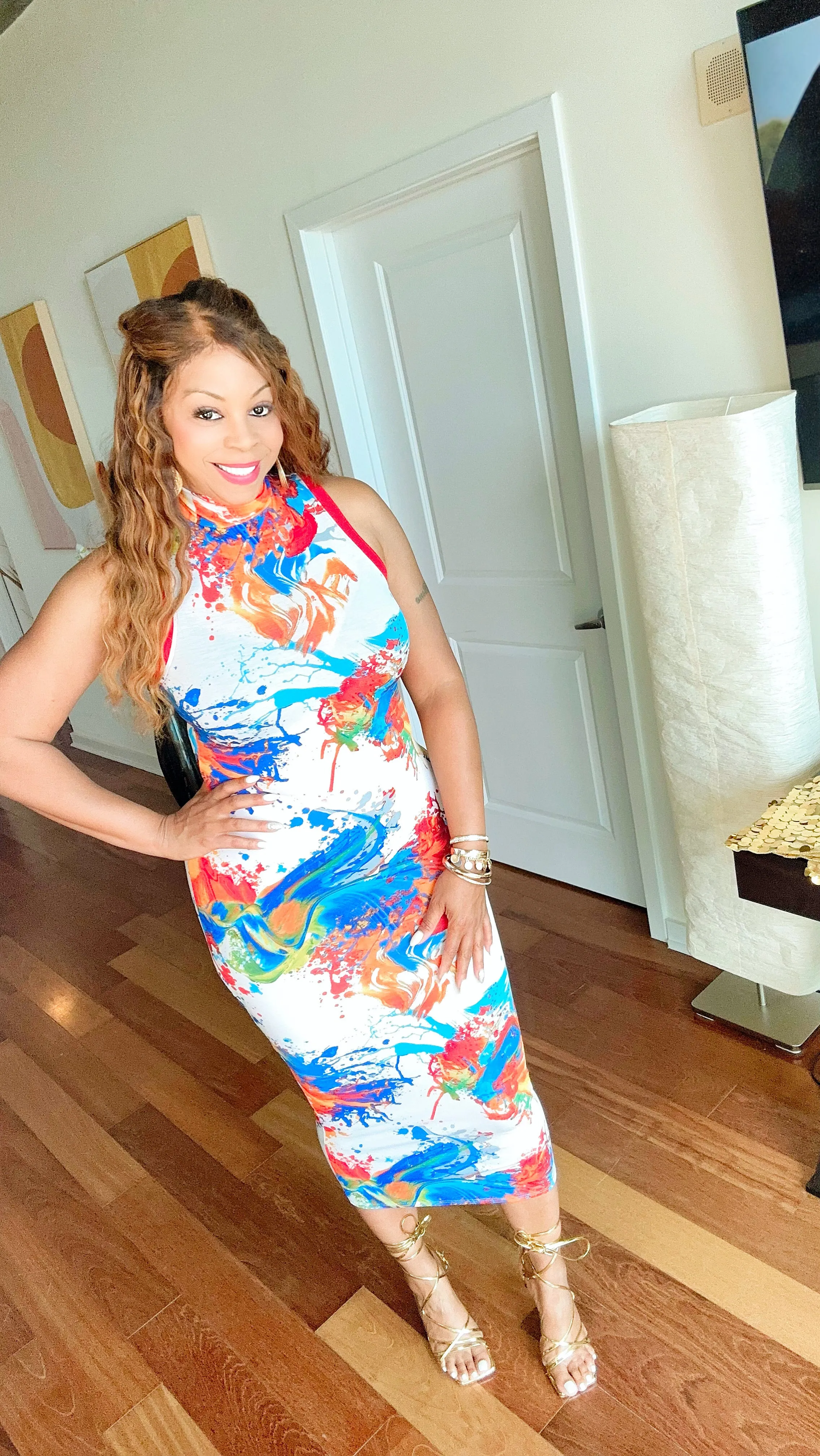 CLEARANCE! Body Paint Mock Neck Midi
