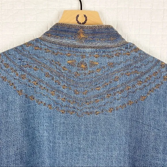 Coldwater Creek Chambray Embroidered Blazer Medium