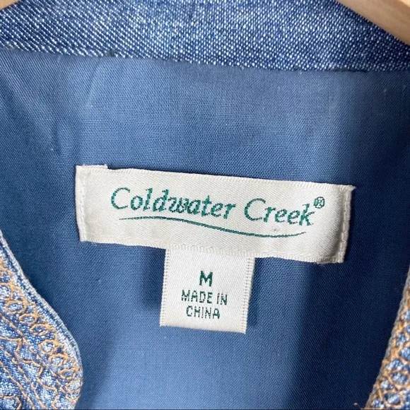 Coldwater Creek Chambray Embroidered Blazer Medium