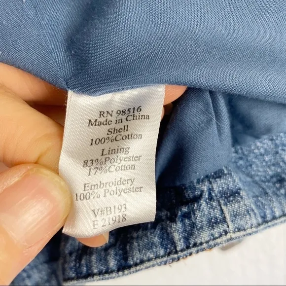 Coldwater Creek Chambray Embroidered Blazer Medium