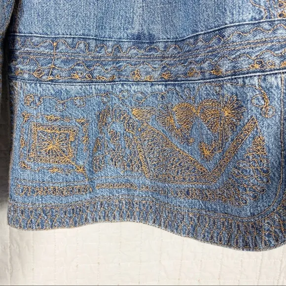 Coldwater Creek Chambray Embroidered Blazer Medium