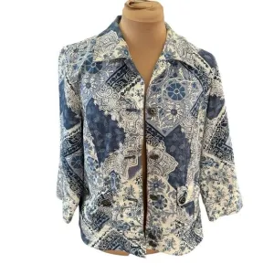 Coldwater Creek SZ 8 Patchwork Jacket Blazer Boho Hippie Cottagecore Prairie