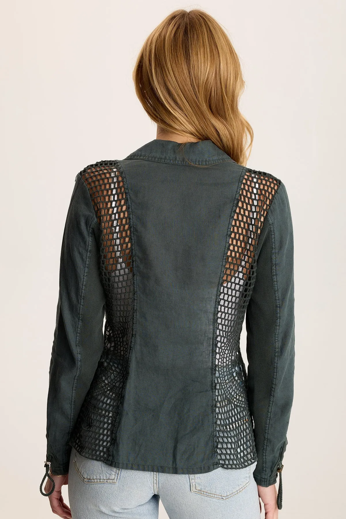 Contessa Linen/Crochet 1-Button Blazer