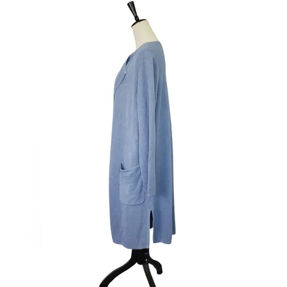 COPY - Juliette Collarless Sweater-Blazer in Linen Blend Vintage Periwinkle