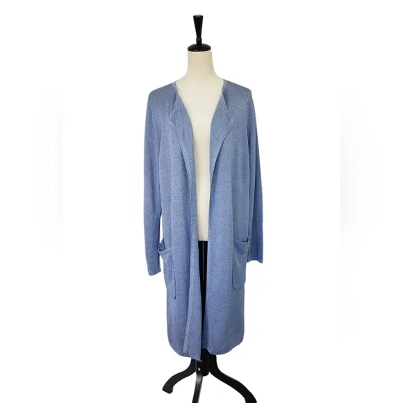 COPY - Juliette Collarless Sweater-Blazer in Linen Blend Vintage Periwinkle