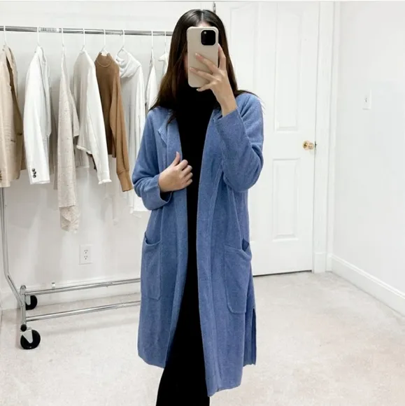 COPY - Juliette Collarless Sweater-Blazer in Linen Blend Vintage Periwinkle