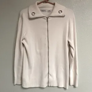 COPY - Liz Claiborne 100% Cotton Petite White Cardigan Sweater Size PXL