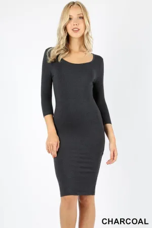 CORA MIDI BODYCON DRESS GREY-