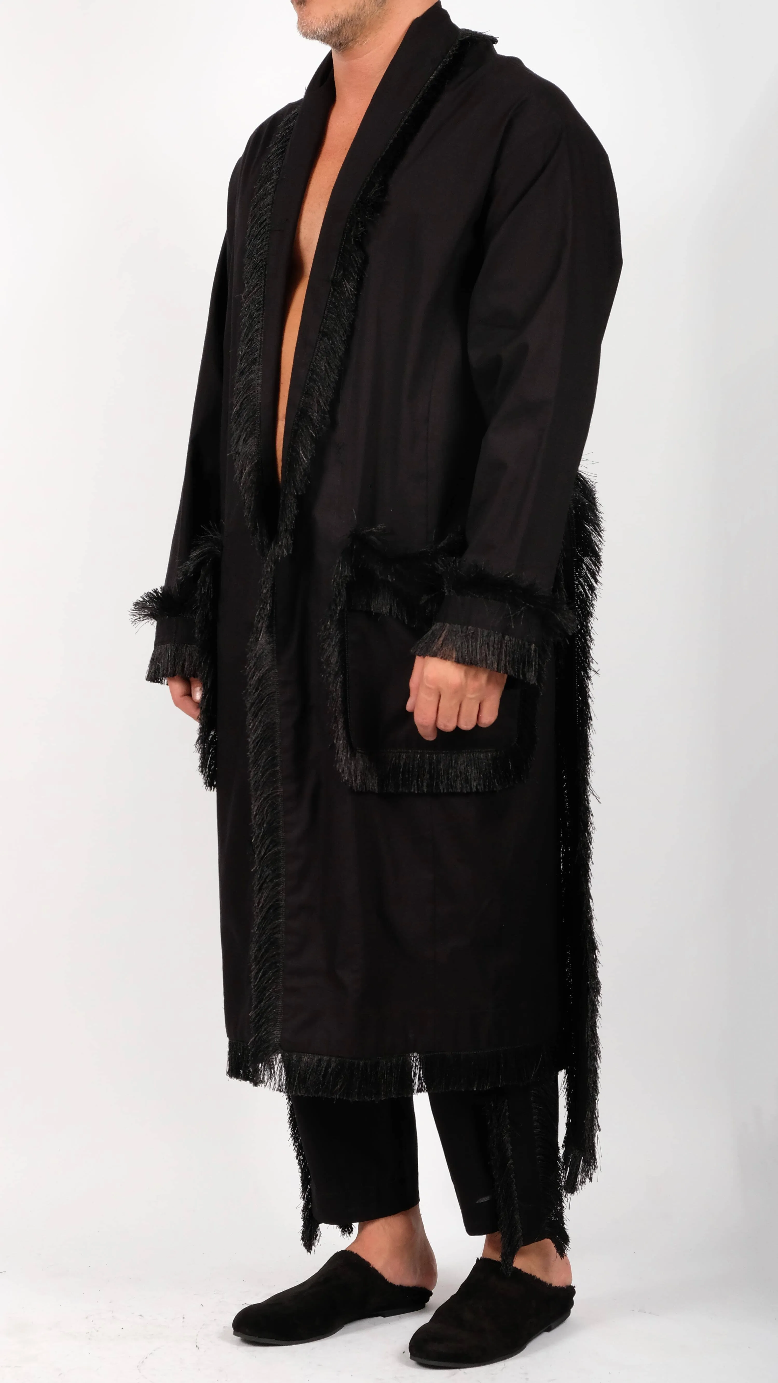 Cotton Midi Robe with Tassels