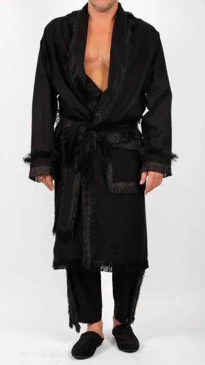 Cotton Midi Robe with Tassels