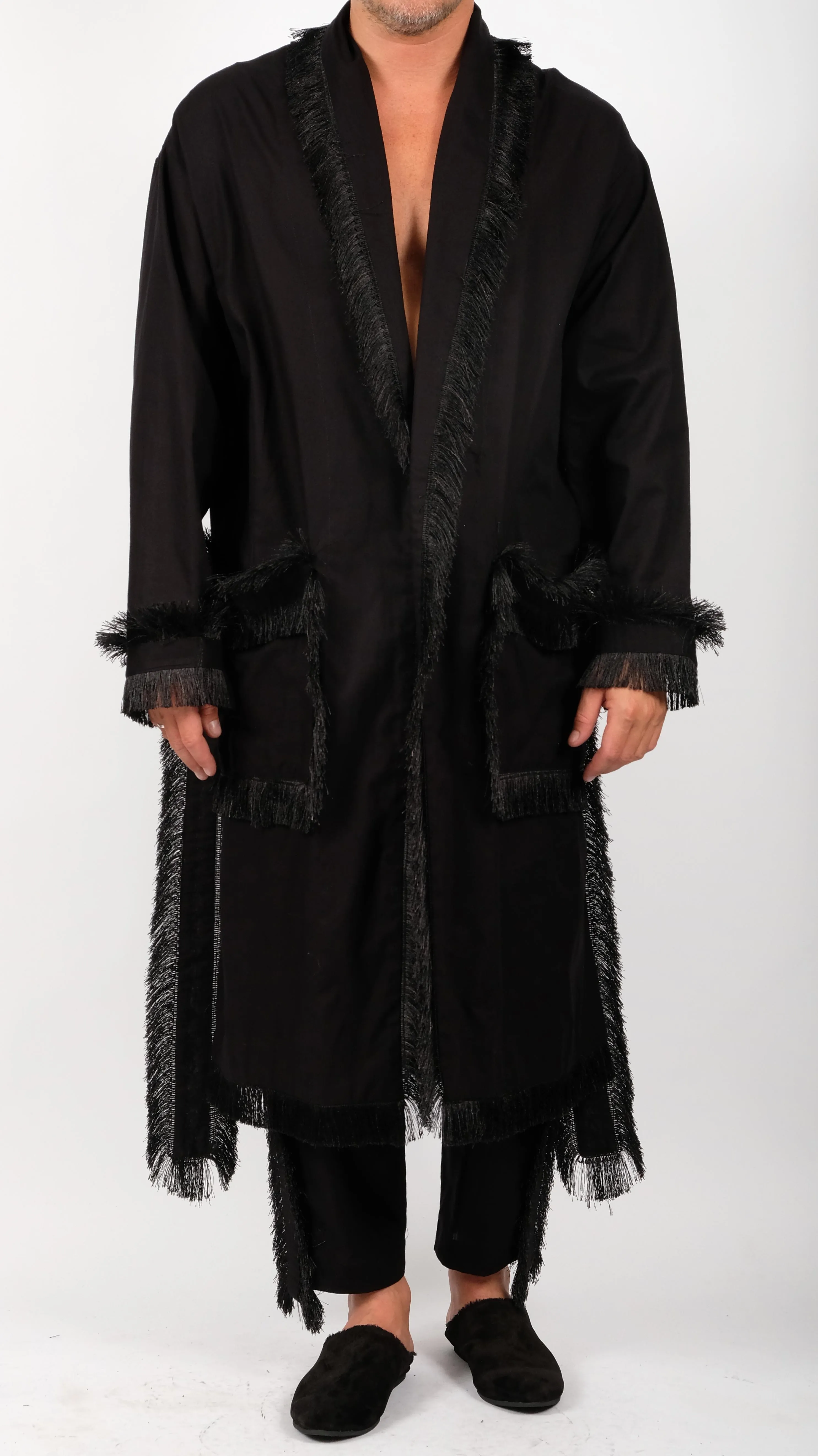 Cotton Midi Robe with Tassels