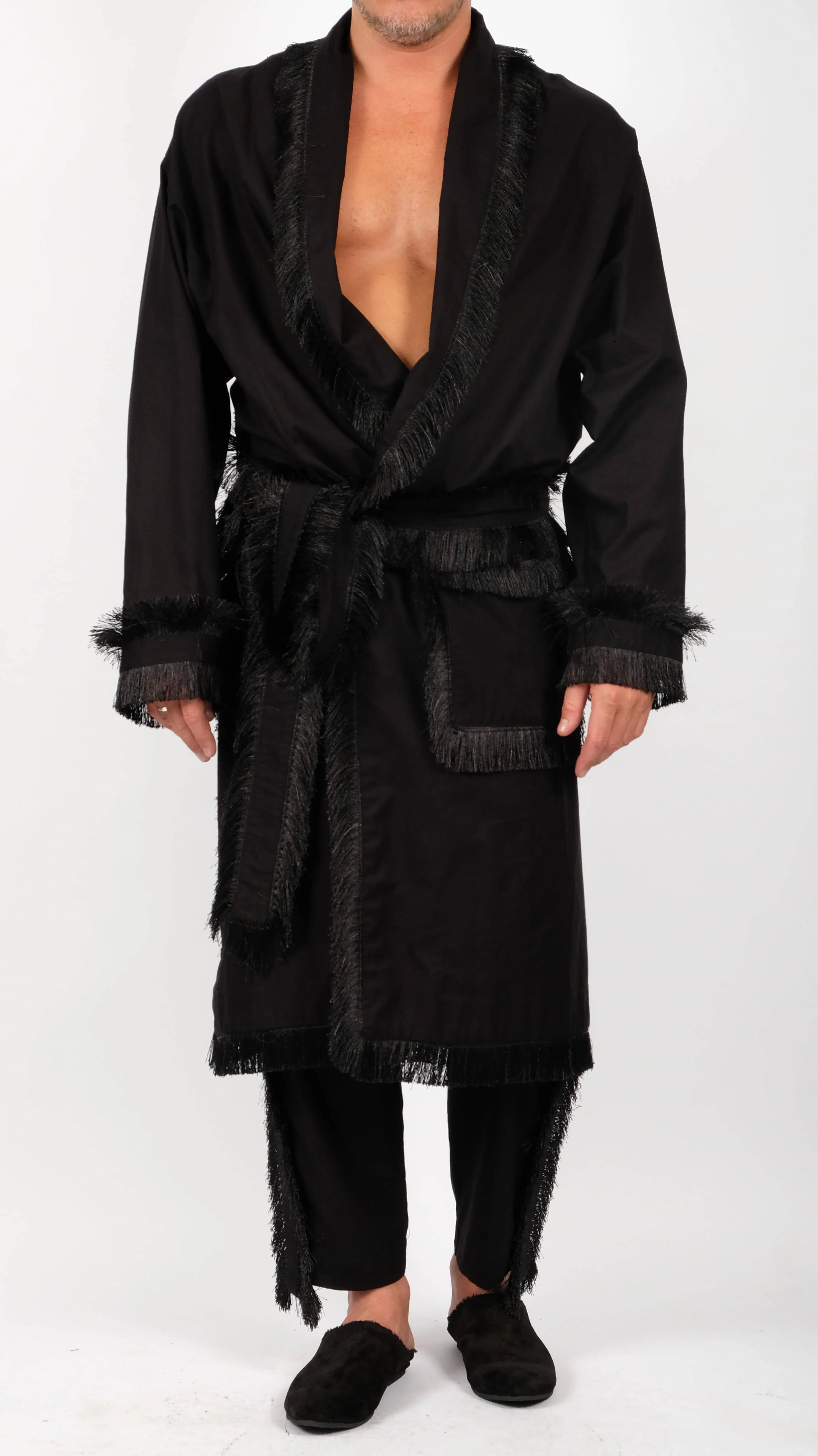 Cotton Midi Robe with Tassels