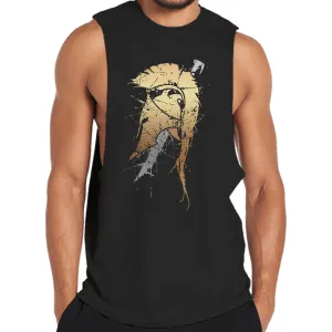 Cotton Spartan Helmet Sword Graphic Tank Top
