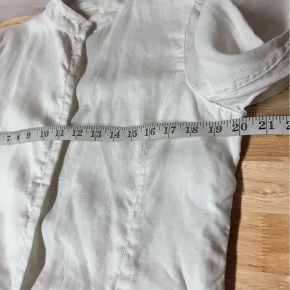 CP SHADES Blazer Women’s XS  White 100% Linen Long Sleeve Jacket Pockets Open