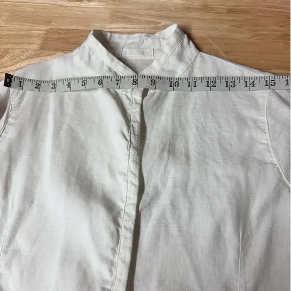 CP SHADES Blazer Women’s XS  White 100% Linen Long Sleeve Jacket Pockets Open