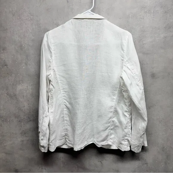 CP SHADES Blazer Women’s XS  White 100% Linen Long Sleeve Jacket Pockets Open