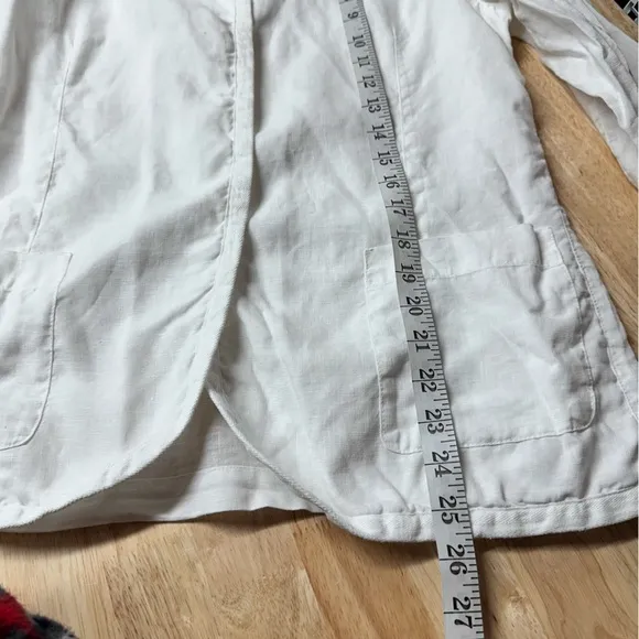 CP SHADES Blazer Women’s XS  White 100% Linen Long Sleeve Jacket Pockets Open