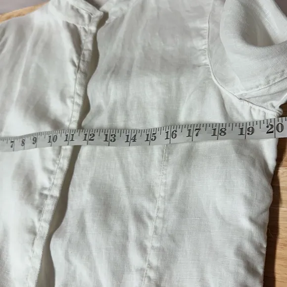CP SHADES Blazer Women’s XS  White 100% Linen Long Sleeve Jacket Pockets Open