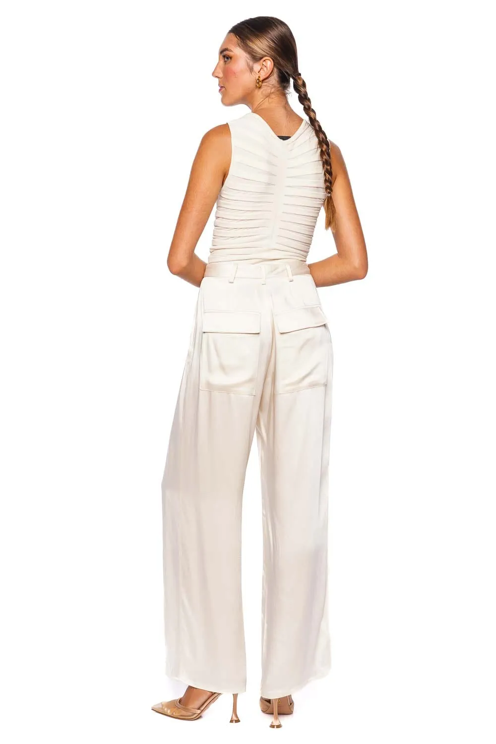 Cream Matte Wide Ribbed Tank Top