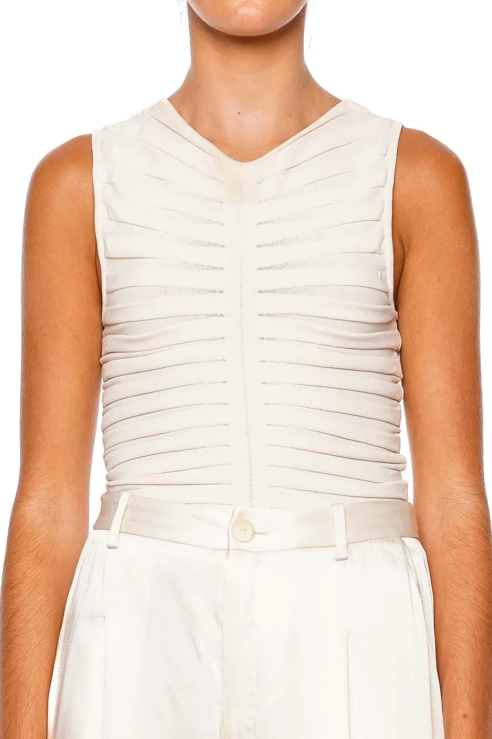 Cream Matte Wide Ribbed Tank Top