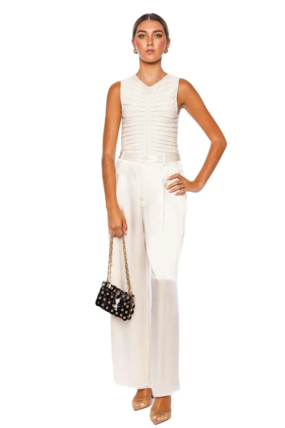 Cream Matte Wide Ribbed Tank Top