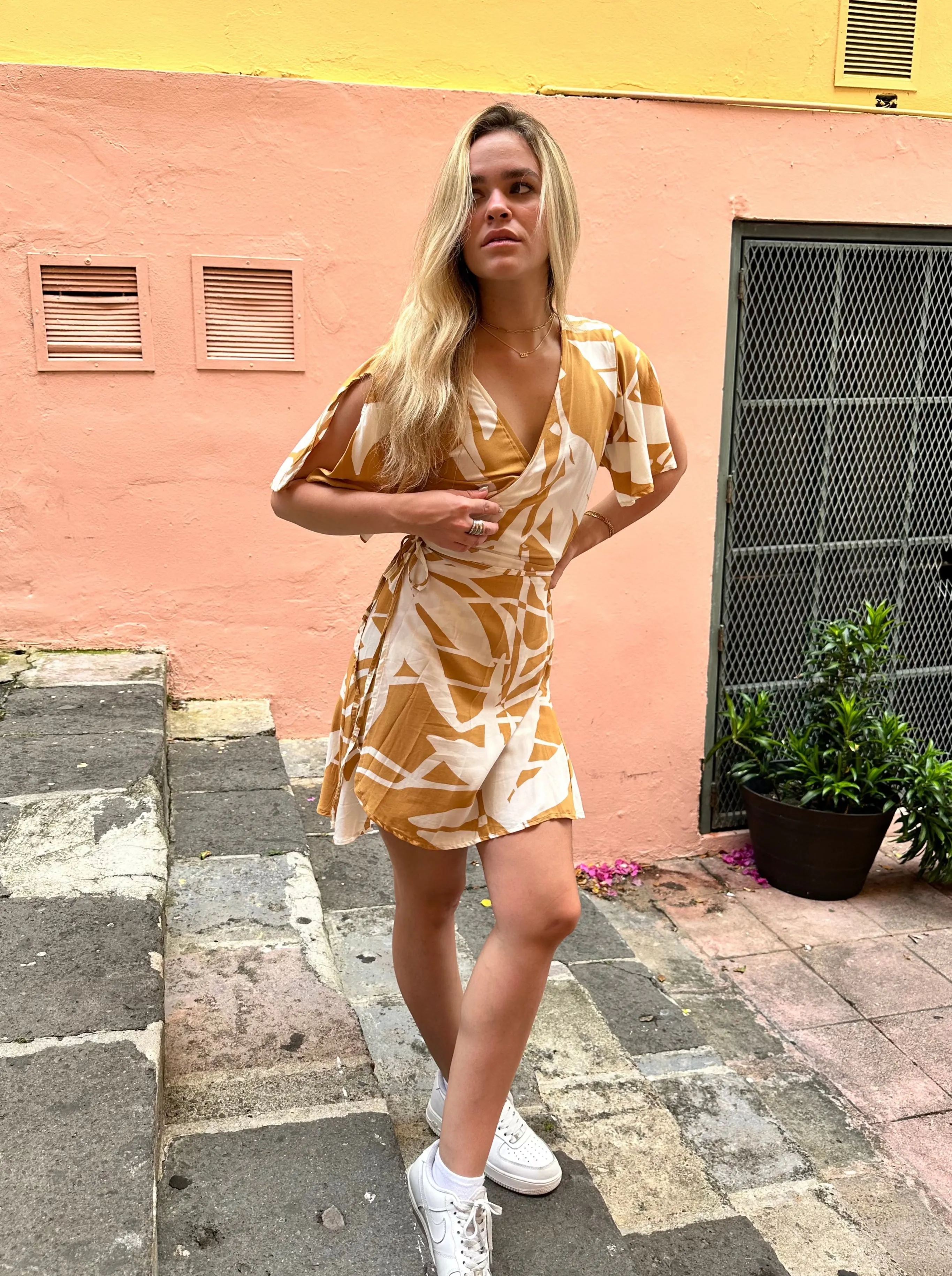 Creme Paradise Wrap Dress/ Short