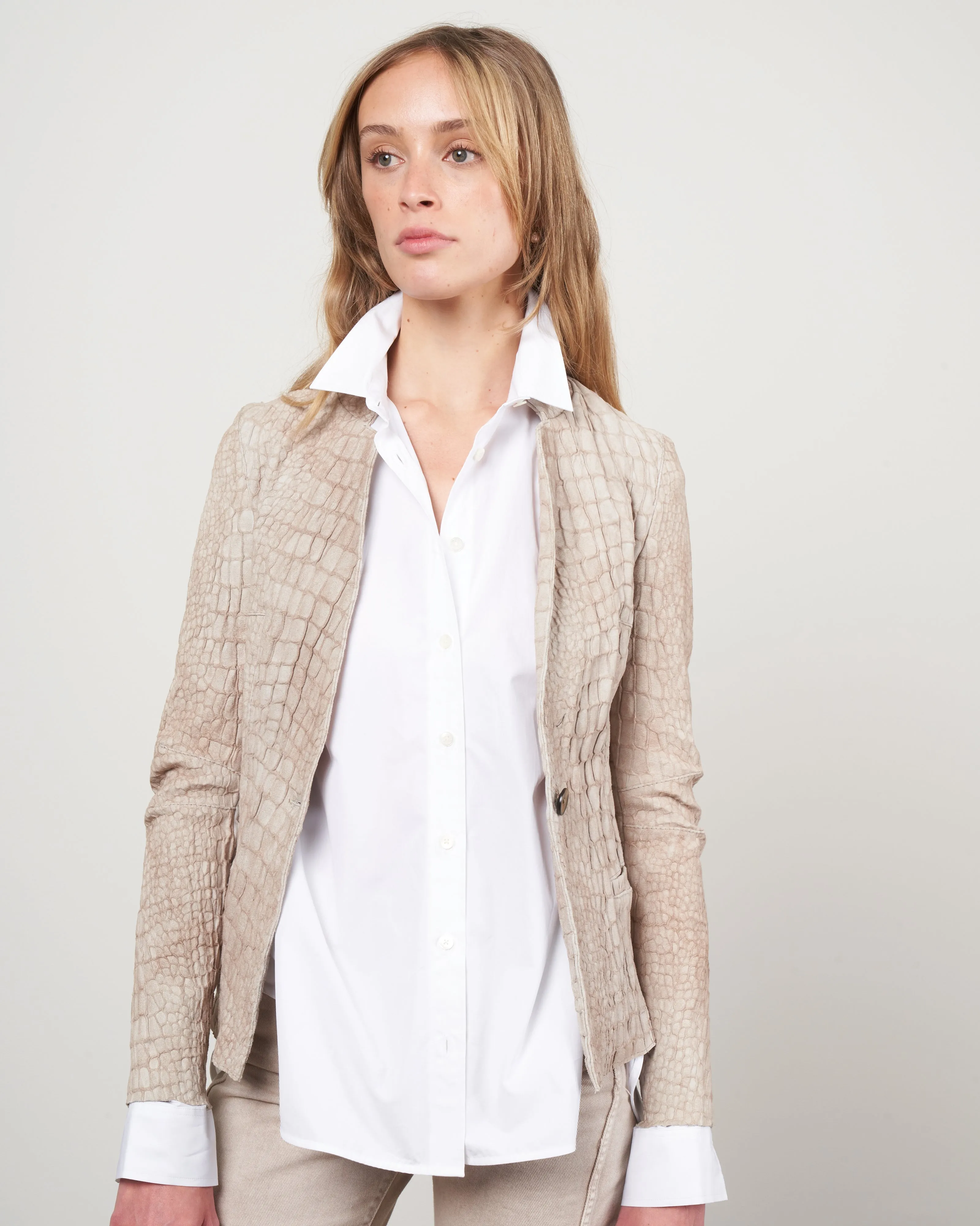 croco stretch blazer - sabbia