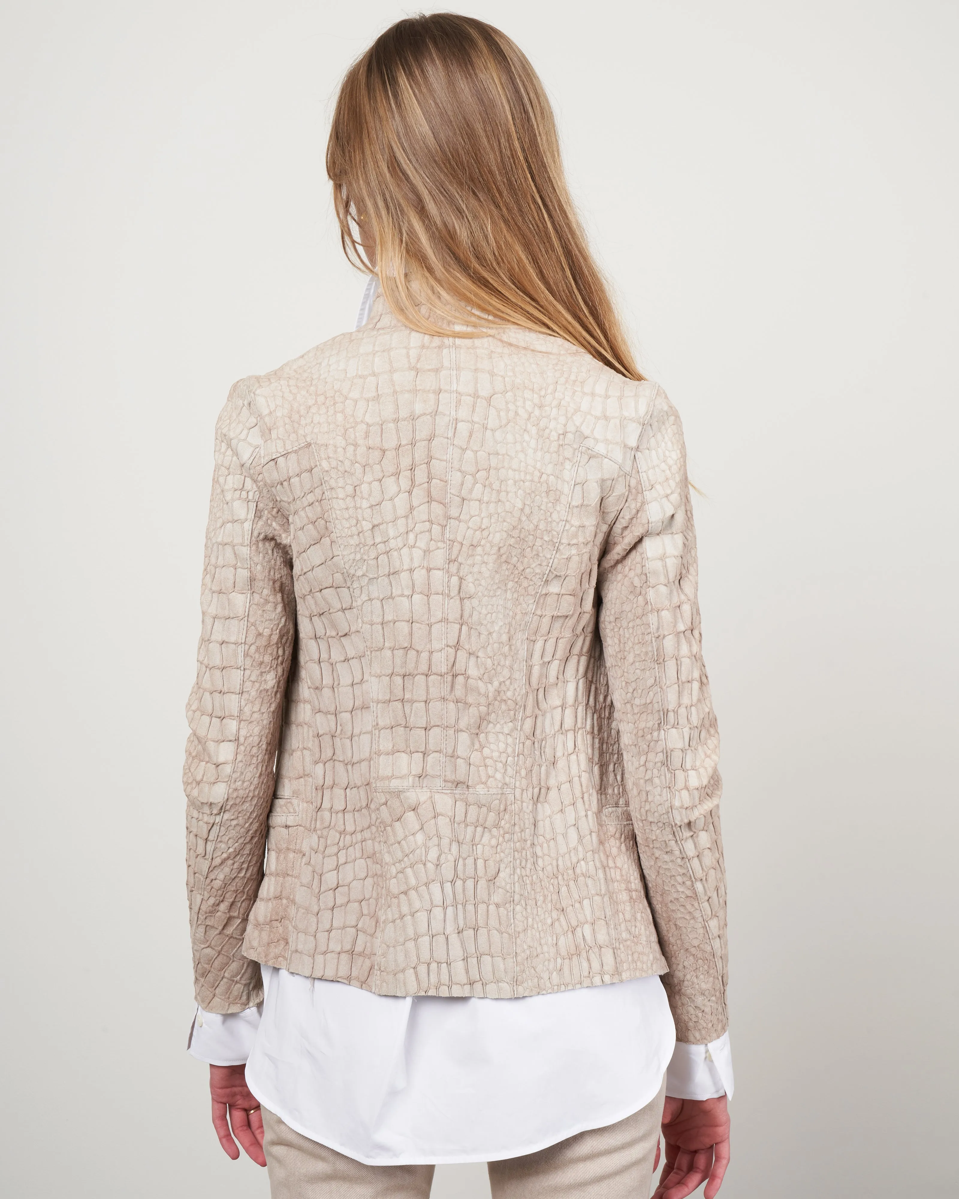 croco stretch blazer - sabbia