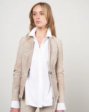 croco stretch blazer - sabbia