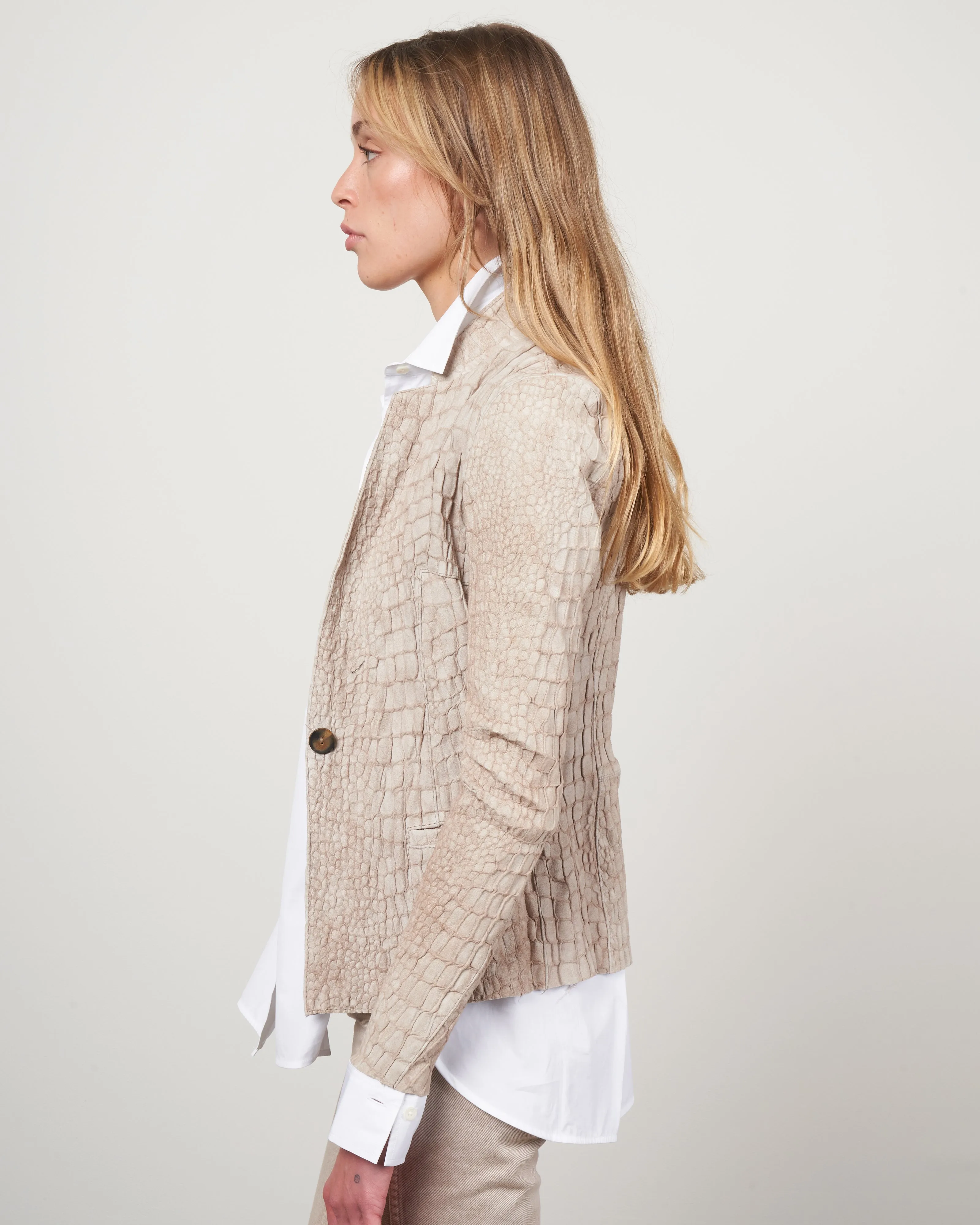 croco stretch blazer - sabbia
