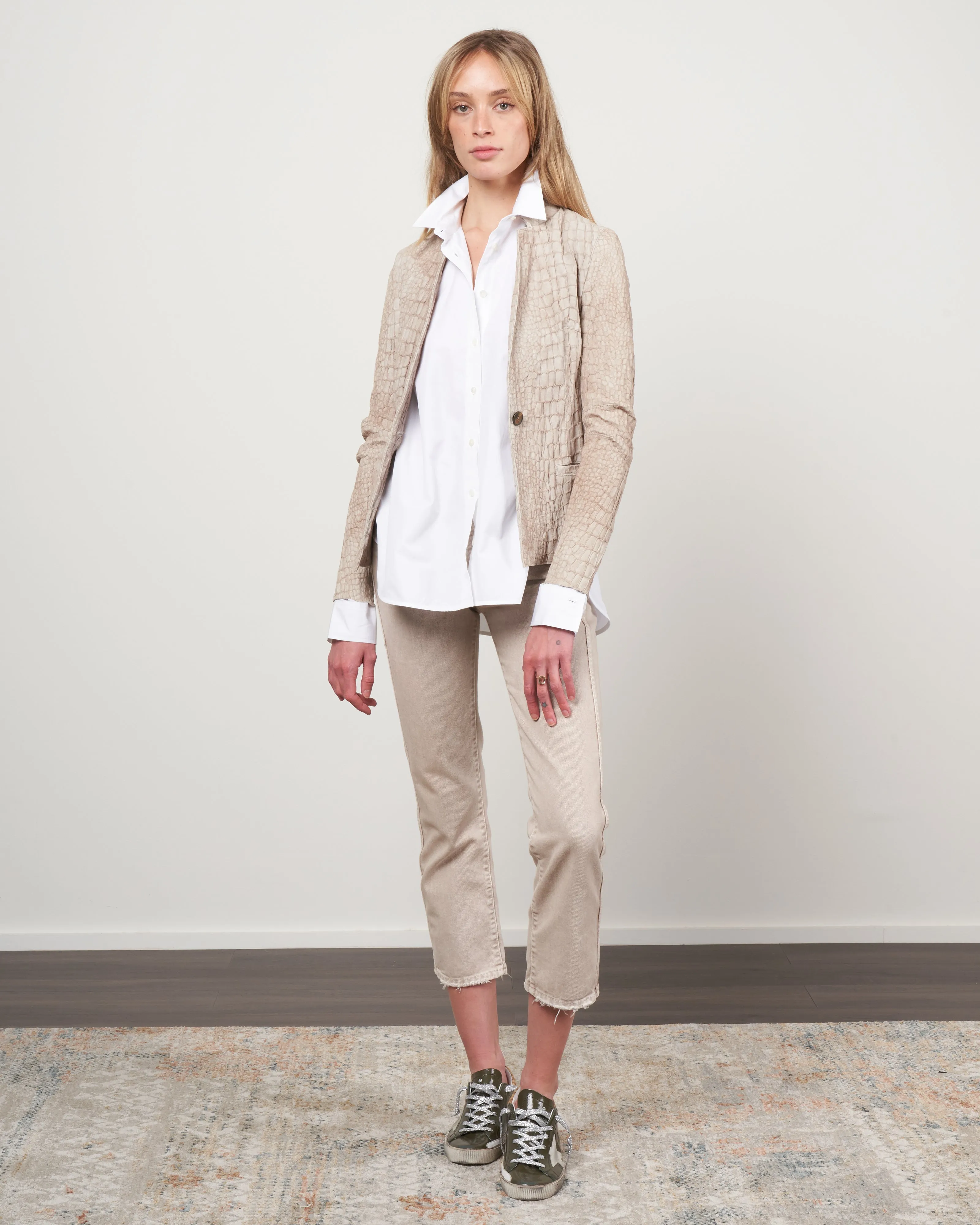 croco stretch blazer - sabbia