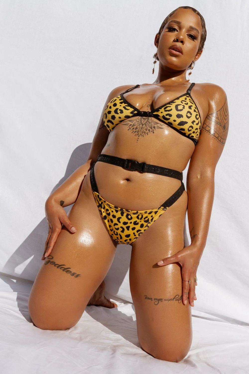 CXIX Nyx SAFARI Buckle Up Bottoms - Yellow Leopard