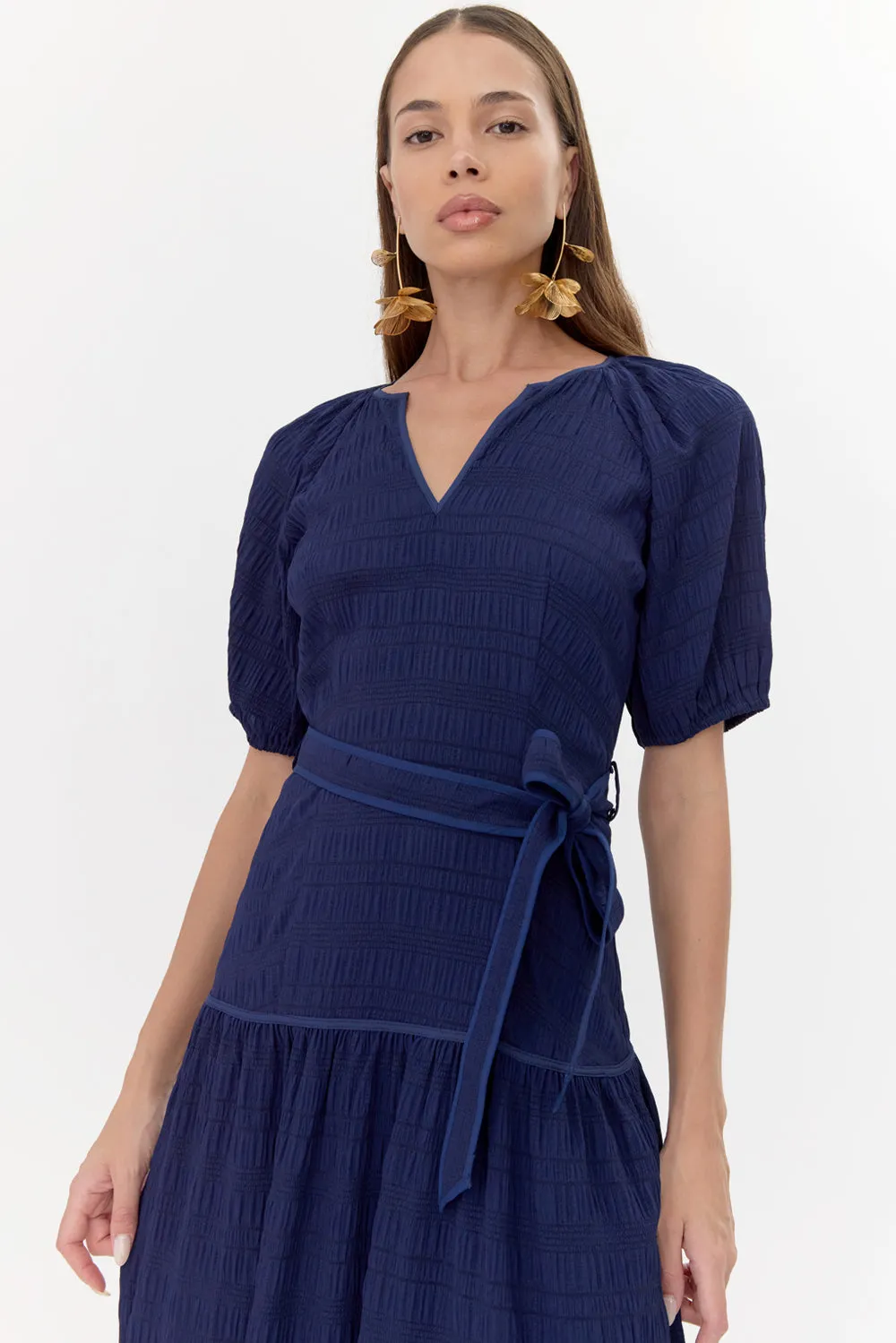Dana Drop Waist Belted Midi Dress