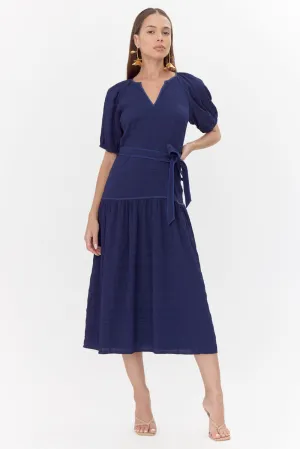 Dana Drop Waist Belted Midi Dress