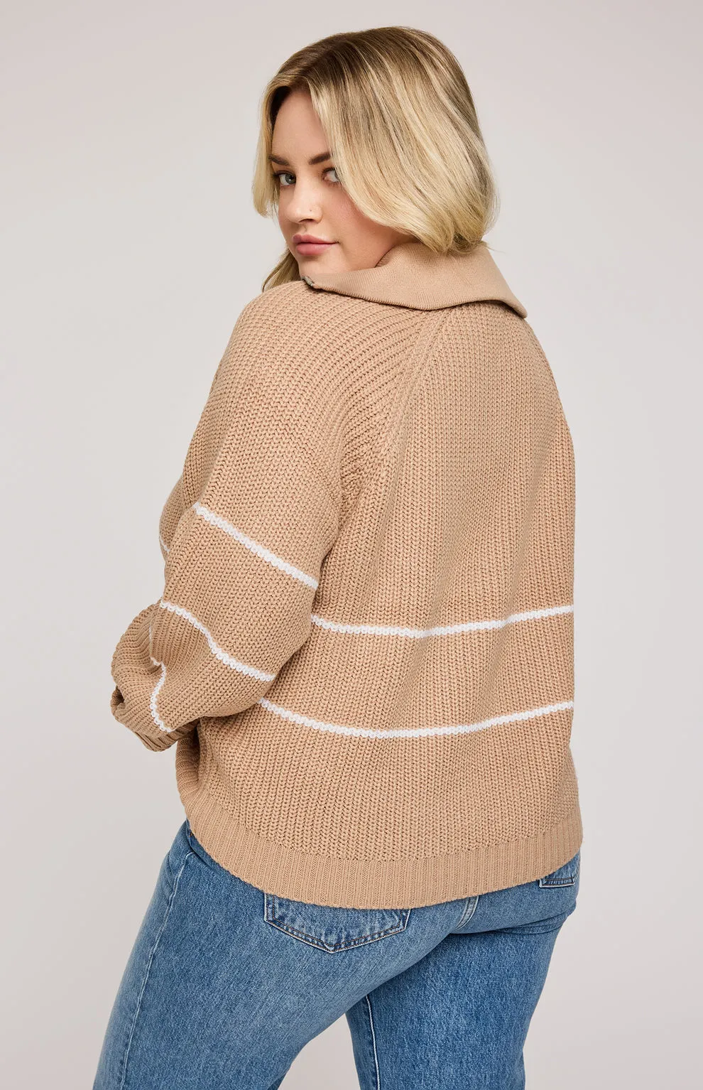 DECLAN HALF ZIP PULLOVER - TAN