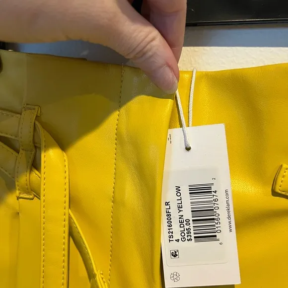 Derek Lam 10 Crosby Anson yellow double belt faux leather shorts size 4 - NWT!