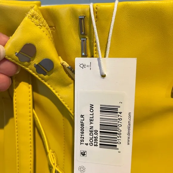 Derek Lam 10 Crosby Anson yellow double belt faux leather shorts size 4 - NWT!
