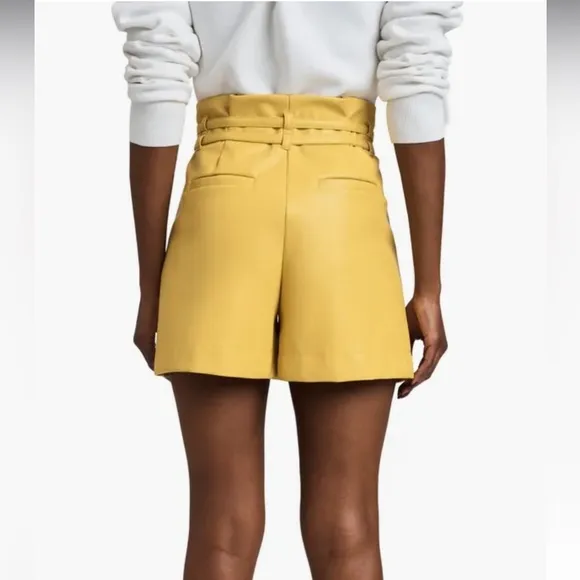 Derek Lam 10 Crosby Anson yellow double belt faux leather shorts size 4 - NWT!