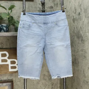 DG2 by Diane Gilman Classic Stretch Pull On Bermuda Shorts Chambray Large