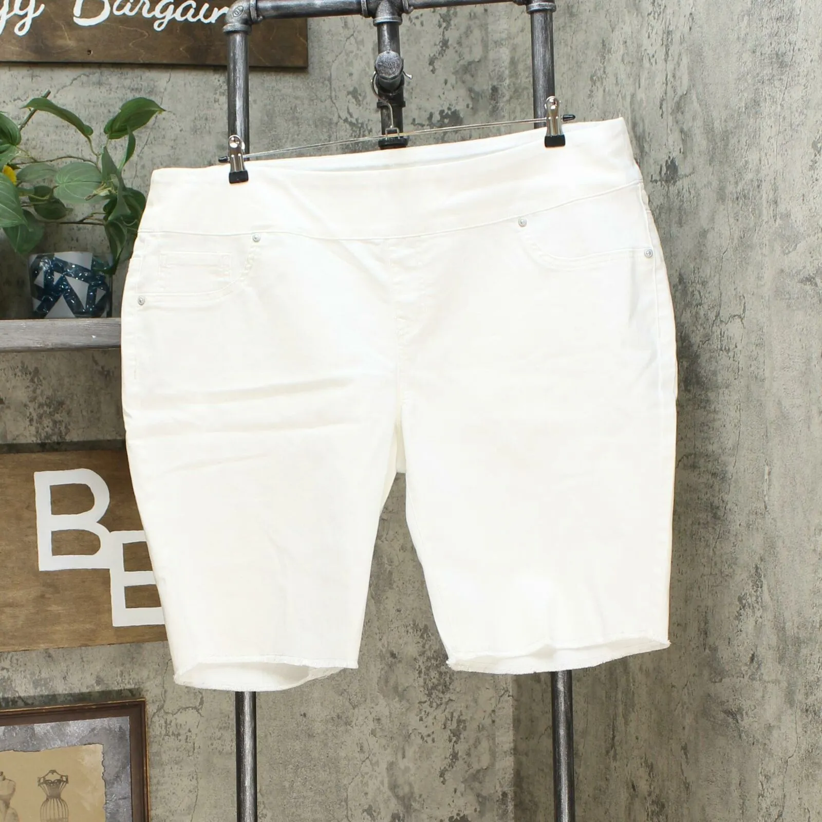 DG2 by Diane Gilman Classic Stretch Pull-On Bermuda Shorts Ivory Petite 2X