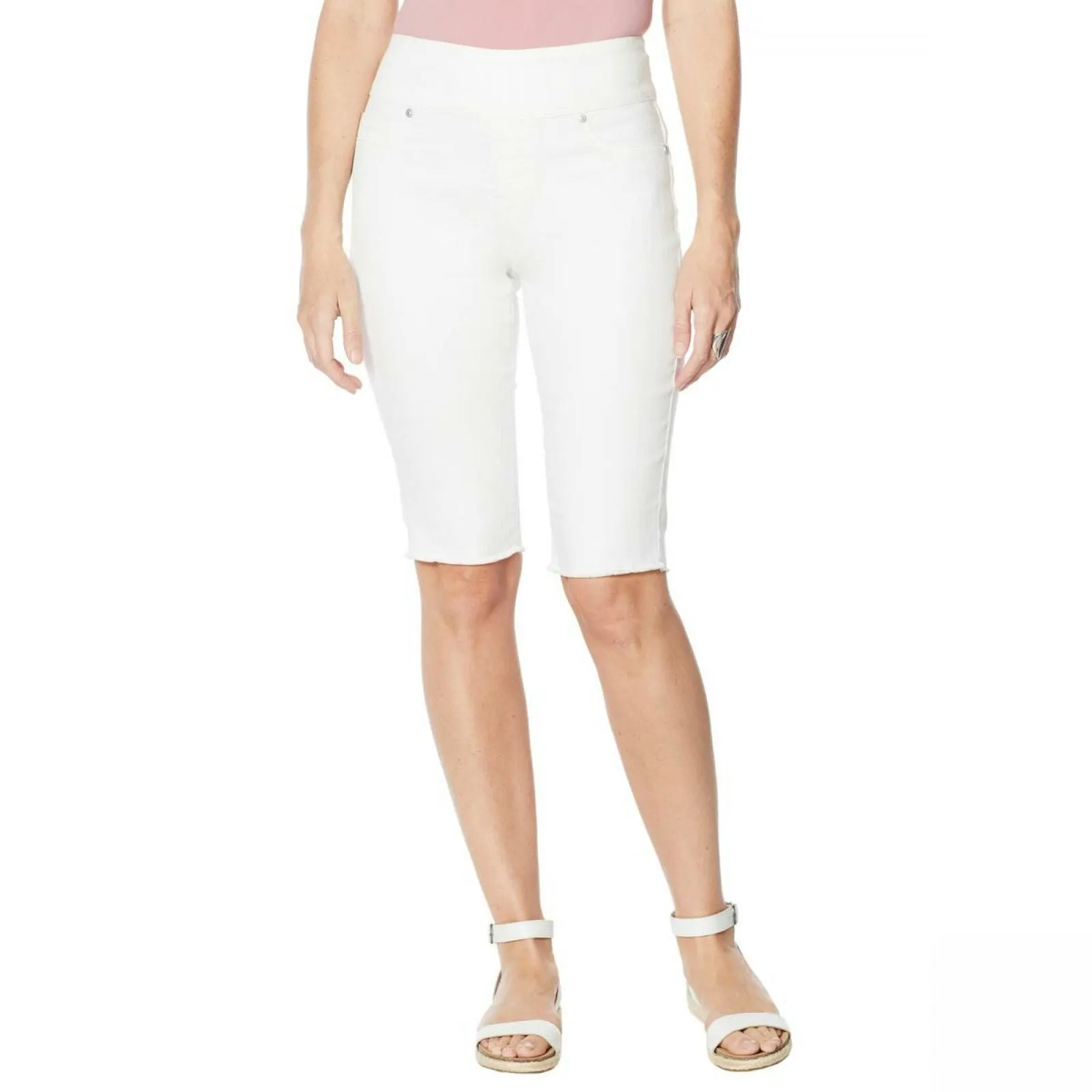 DG2 by Diane Gilman Classic Stretch Pull-On Bermuda Shorts Ivory Petite 2X