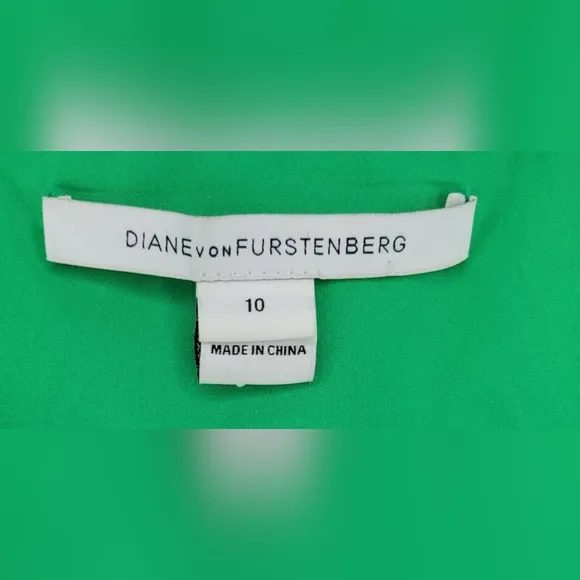 Diane Von Furstenberg Green Faux Wrap Dress, Size 10