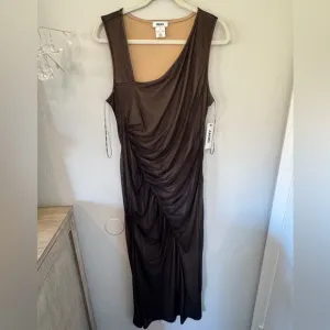 DKNY mesh overlay midi dress. Black with nude lining. SIZE 10.  NWT