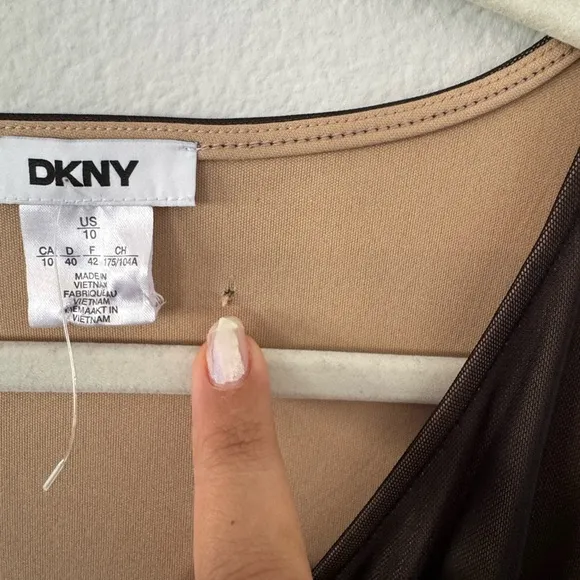 DKNY mesh overlay midi dress. Black with nude lining. SIZE 10.  NWT