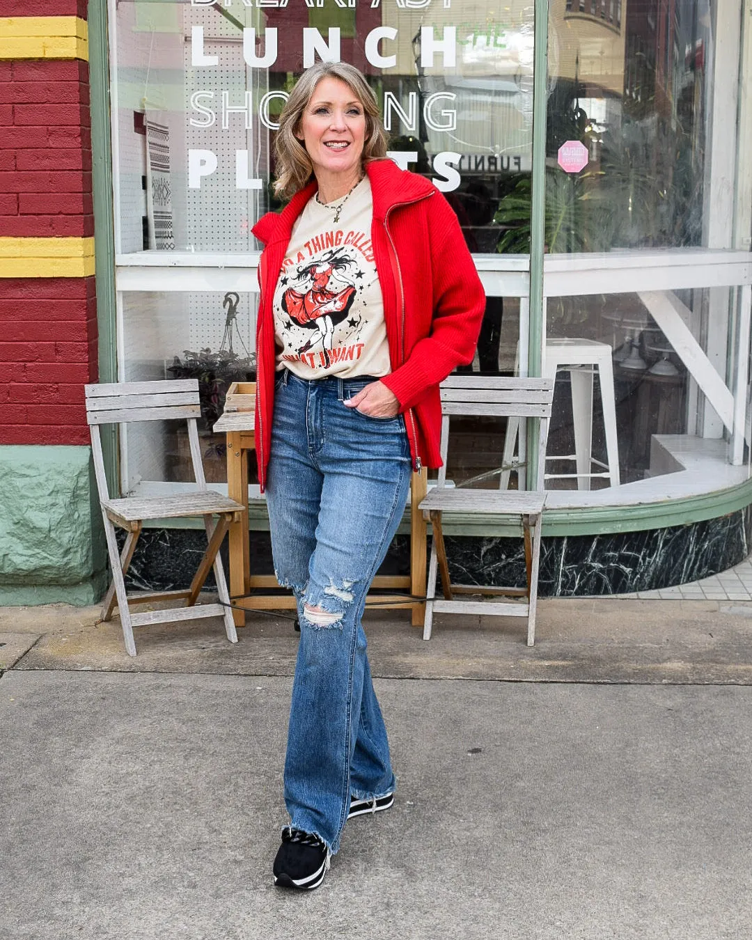 DORIS SWEATER JACKET - RED