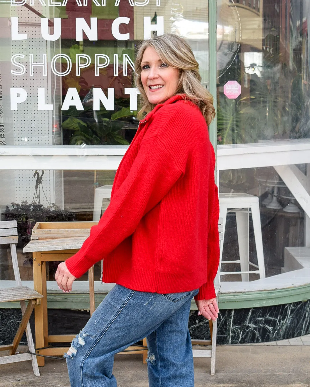 DORIS SWEATER JACKET - RED
