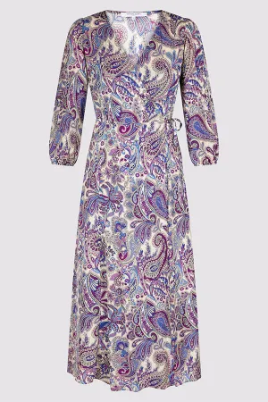 EDNA PAISLEY PRINT WRAP DRESS
