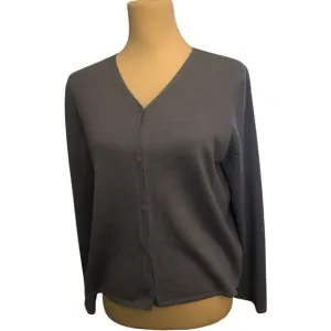 Eileen Fisher Blue  100% Merino Wool Lightweight Cardigan Size Large Petite