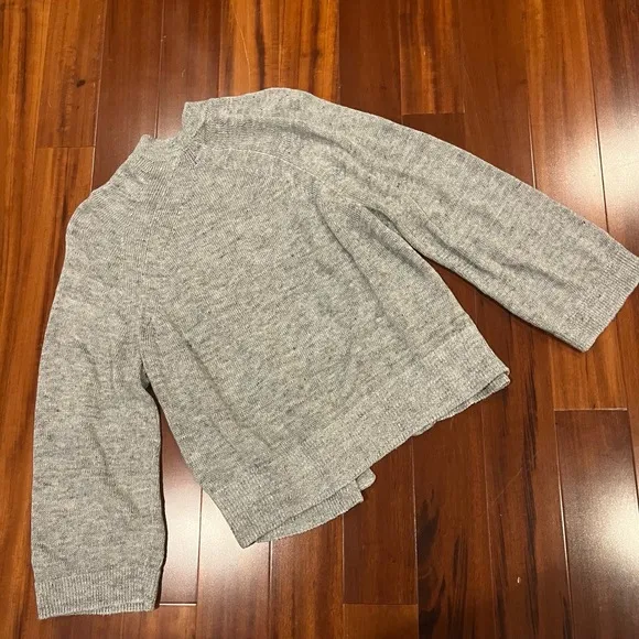 Eileen Fisher Gray Linen Cardigan Sweater Long Sleeve Knit Open Front Size Small