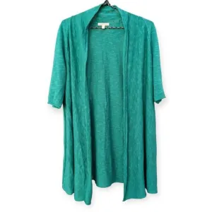 Eileen Fisher Green Cardigan Sweater Linen Lightweight 3/4 Sleeve Spring Relax S
